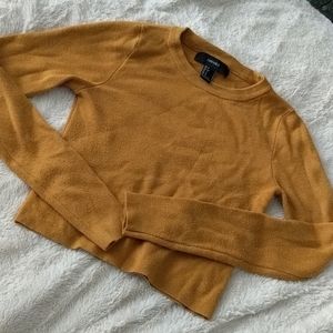 Mustard Knit Sweater Crop Forever 21